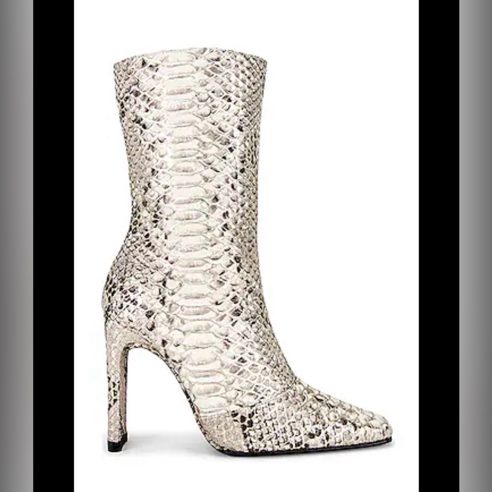 Toral Snakeskin Heeled Boots in Cream